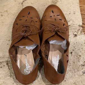 Italian Brown Leather cut-out flats